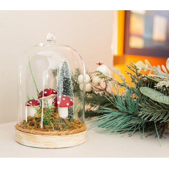 Mushroom in Forest Dome Glass Cloche - Picture 3 of 5